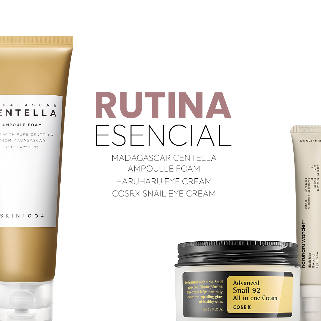 Rutina Esencial | COSRX Snail Eye Cream + HaruHaru Eye Cream + Madagascar Centella Ampoule Foam